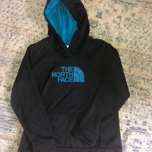 The North Face black sweatshirt with blue writing